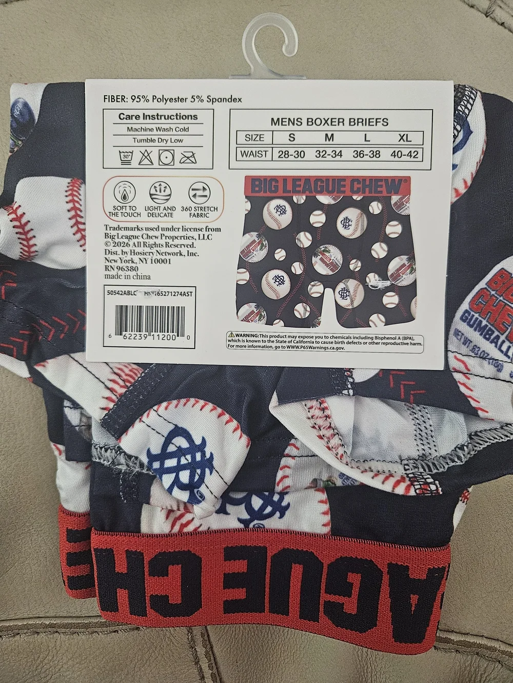 Men's Boxer Brief with Baseball Design